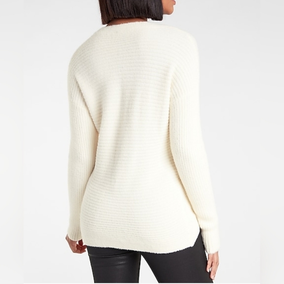 Express Ribbed Wrap Front Sweater - Picture 2 of 4